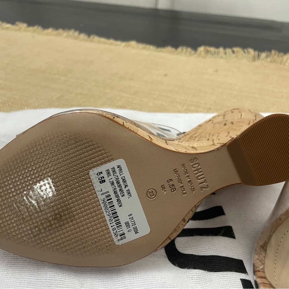 SCHUTZ Clear PVC and Cork Mule Heels - Picture 4 of 6